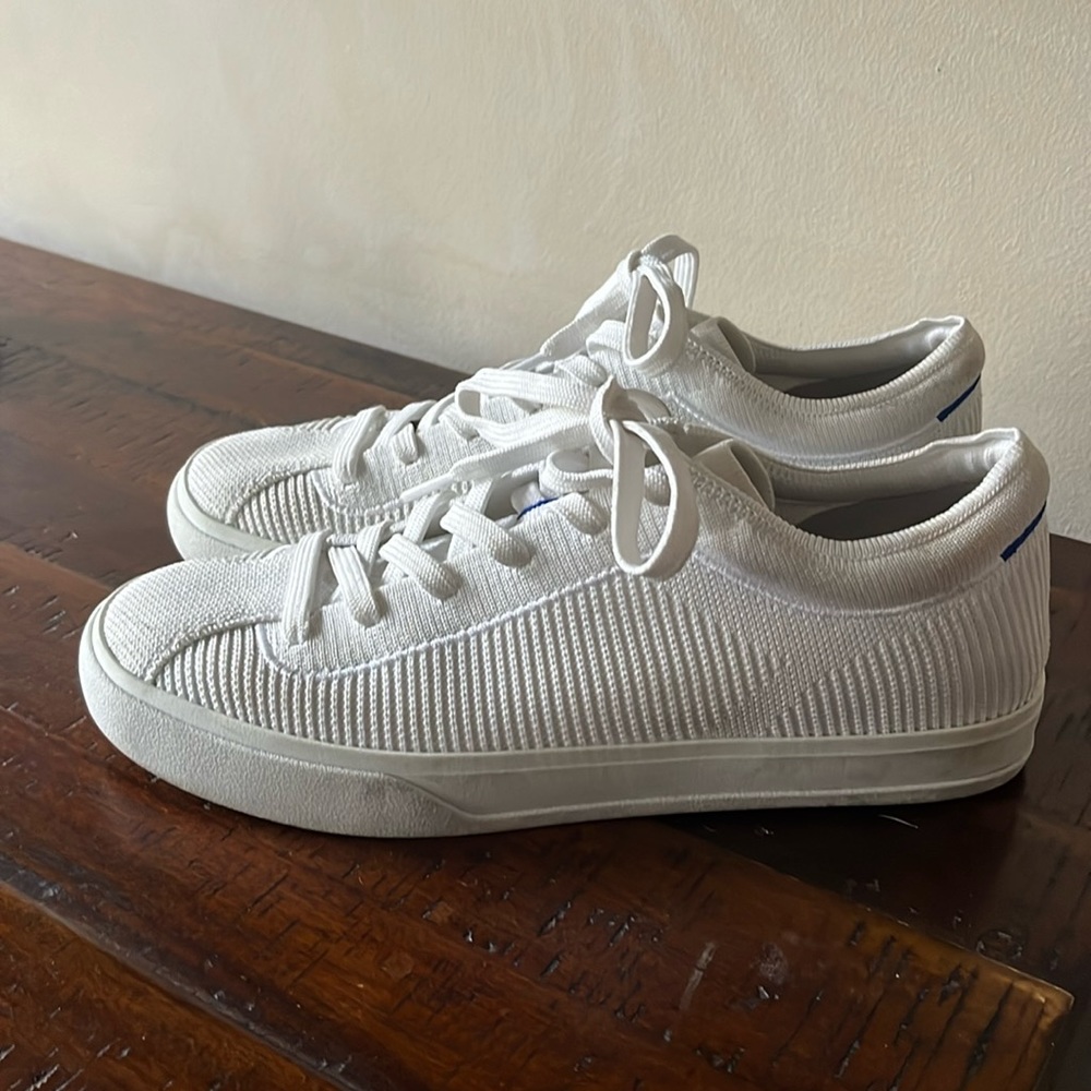 Rothy’s ‘The Lace Up’ women’s tennis sneaker in bright white!